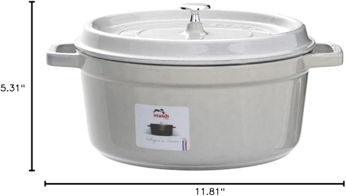 Staub Cast Iron 5.5-qt Round Cocotte - White Truffle, Made in France
