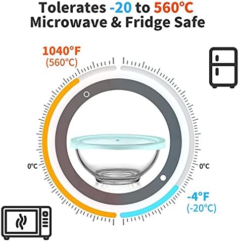 Luvan Glass Mixing Bowl with Airtight Lids, (1QT, 1.5QT, 2.5QT, 3.7QT), 8-piece Kitchen Salad Bowls Clear Nesting Big Cooking Bowl, Microwave Oven Safe for Meal Prep,storage,Baking,Serving