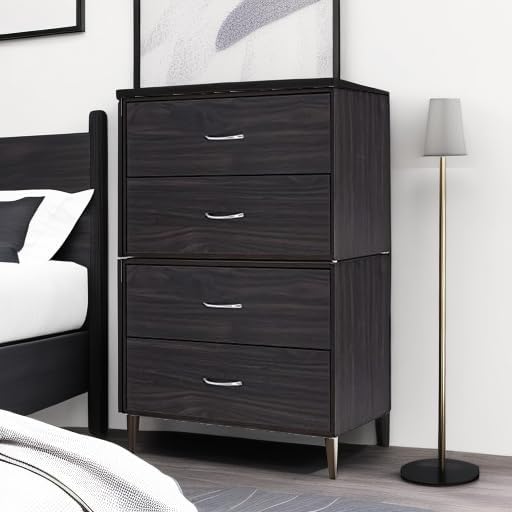 Giantex Stackable 2-Drawer Dressers for Bedroom - Short Dresser Two Drawer Storage Cabinet w/Handles & Anti-Topping Device, Small Dresser Chest of 2 Drawers for Closet Bedroom (2, Walnut)