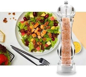 salt and pepper grinder mill set refillable large,the best transparent acrylic grinders for whole peppercorn and himalayan salt