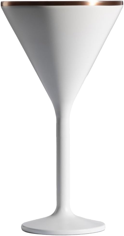 NEWPORT Stemware Collection Premium Vacuum Insulated Stainless Steel Martini Glasses, Lightweight Margarita Glasses, Unbreakable & Drinks Stay Cold, Non-Slip Silicon Base, Cocktail Glasses, 8oz, White