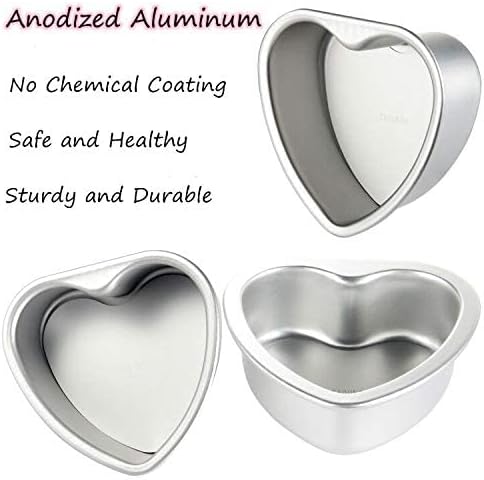 Heart Shaped Cake Pans 4 Inch and 6 Inch Set of 2 Aluminum Heart Cake Pans with Removable Bottoms for Baking Romantic Desserts