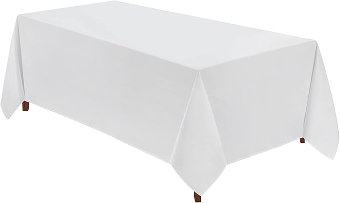 VidaFete Tablecloth 90 * 156inch Rectangle Table Cloth Polyester, Stain Wrinkle Resistant Polyester Dining Table Cover for Kitchen Dinning Party Wedding Rectangular Tabletop Buffet Decoration(White)