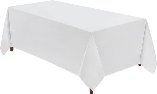 VidaFete Tablecloth 90 * 156inch Rectangle Table Cloth Polyester, Stain Wrinkle Resistant Polyester Dining Table Cover for Kitchen Dinning Party Wedding Rectangular Tabletop Buffet Decoration(White)