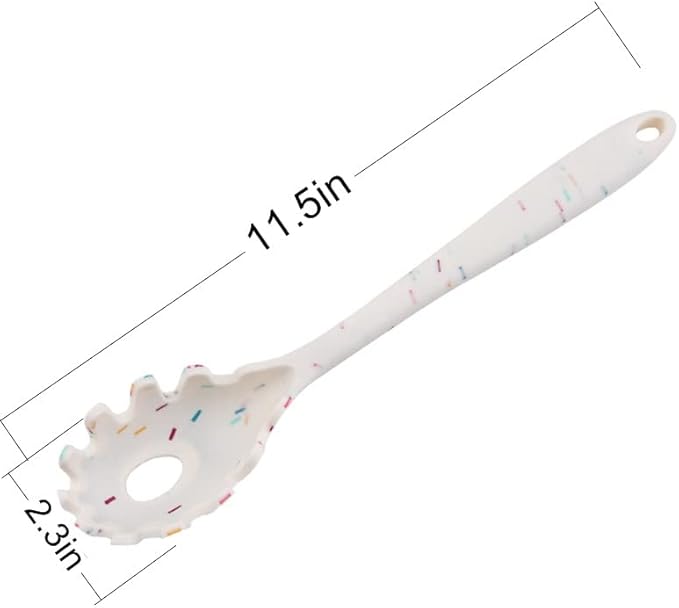 Silicone Pasta Fork (11.5"), High Heat Resistant to 480°F, Hygienic One Piece Design, Spaghetti Strainer & Server Spoon Pasta Forks (Gray)