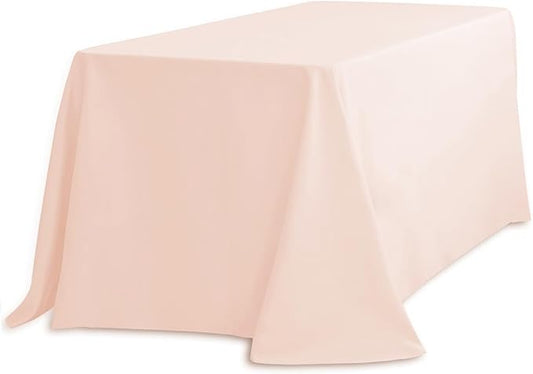LinenTablecloth 90 x 132-Inch Rectangular Polyester Tablecloth with Rounded Corners Peach