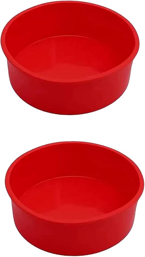 2pcs 6 Inch Silicone Cake Pan for Baking, Round Cake Molds Pan Silicone Baking Molds Non-Stick Quick Release Suitable for Cheesecake Chocolate Cake Brownie Cake puddings