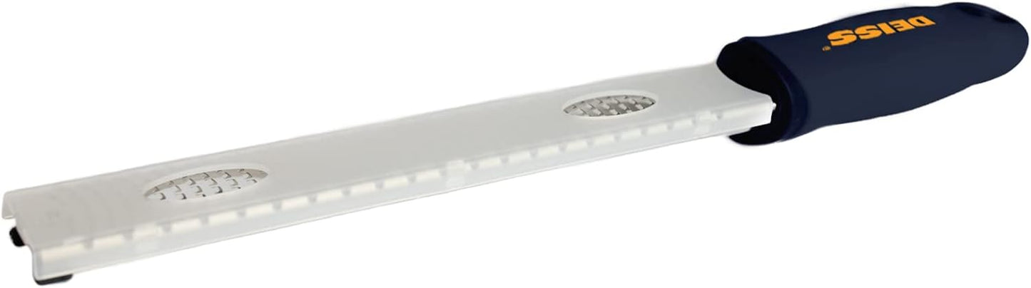 Deiss PRO Citrus Zester & Cheese Grater - Parmesan Cheese Lemon, Ginger, Garlic, Nutmeg, Chocolate, Vegetables, Fruits - Razor-Sharp Stainless Steel Blade, Wide, Dishwasher Safe (BLACK)