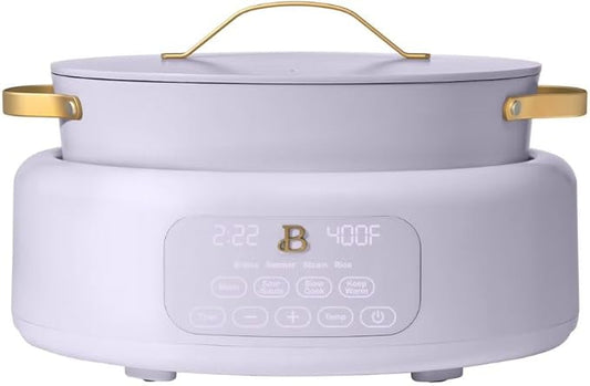 Beautiful 10-in-1 6-Qt Programmable Multi-Cooker with Oven-Safe Pot & 7 Presets – Slow Cook, Rice, Steam, Sauté (lavander)