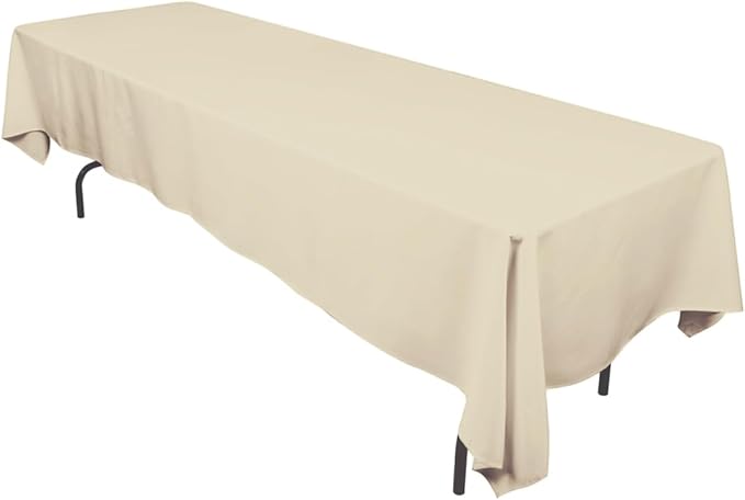 LinenTablecloth 60 x 126-Inch Rectangular Polyester Tablecloth Beige
