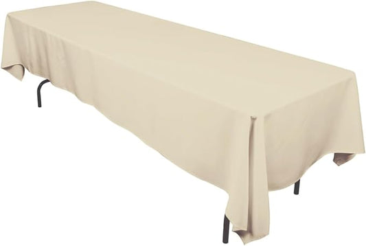 LinenTablecloth 60 x 126-Inch Rectangular Polyester Tablecloth Beige