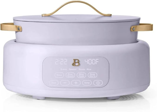 Beautiful 10-in-1 6Qt Electric Multi-Cooker with 7 Presets,Oven-Safe Pot & Lid,Sauté, Steam,Slow Cook,Slow Cooker, Simmer,Rice & More,Touch Display,Dishwasher Safe,Serves Up to 7(Lavender)