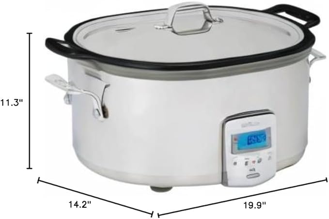 All-Clad Stainless Steel Electric Slow Cooker 7-Quart, Programmable LCD Timer, Aluminum Insert, Slow Cookers, Small Kitchen Appliances, Silver