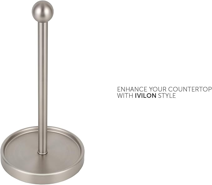 Ivilon Countertop Paper Towel Holder - Modern Sleek Ball Minimalist Design - Color Brushed Nickel