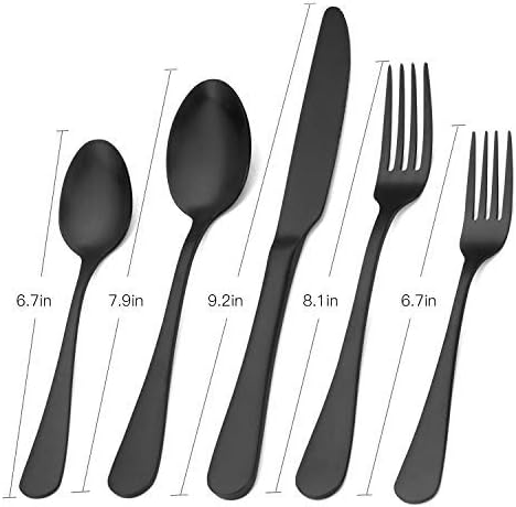 Matte Black Silverware Set,SHARECOOK Satin Finish 40-Piece Stainless Steel Flatware Set,Kitchen Utensil Set Service for 8,Tableware Cutlery Set for Home and Restaurant, Dishwasher Safe