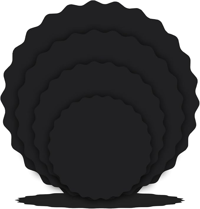 qiqee 12 Inch Black Wave Cake Boards Round 15-Packs Circles Rounds Base Food-Grade Cardboard Wave Cake Plate（Thinner But Stronger）