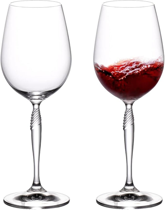 KAMMAK Wine Glasses Set of 2, 13.5 oz Hand Blown Crystal Bordeaux Wine Glasses, Thin Rim & Long Stem, Perfect for Red & White, Daily Use, Wedding Anniversary or Birthday Gift with Gift Box, Kaila
