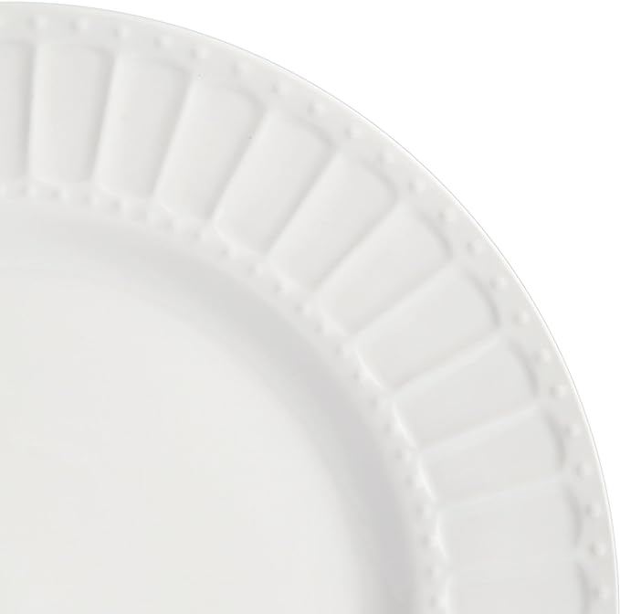 Gibson Home Zen Buffet Porcelain Dinnerware Set, Service for 8 (40pcs), White (Embossed)