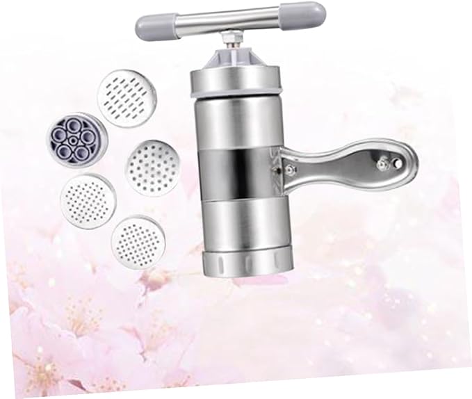 NUOBESTY Stainless Steel Manual Noodle Maker for Home with Noodle Moulds Clean Pasta Press Machine Thickness Roller for DIY and Pasta