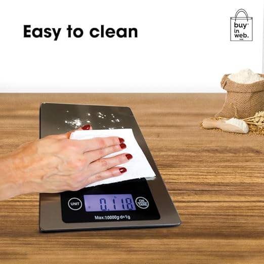 BUY IN WEB USA Large Food Scale, 22 lb (10 kg) Stainless Steel Digital Kitchen Scale for Grams and Ounces, for Dieting, Baking, Cooking, Large LCD Display