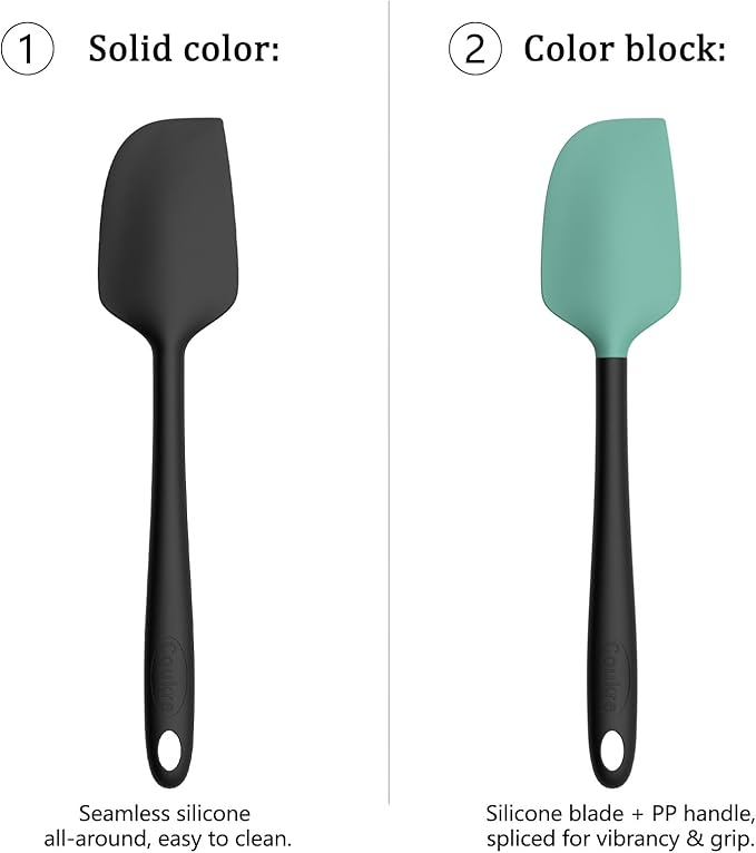 Coukre Silicone Spatula Set of 5,High Heat Resistant, Food Grade Silicone, Upgraded Extended Reinforced Handle,Dishwasher Safe, for Baking, Cooking (Pure Gray, Solid color)