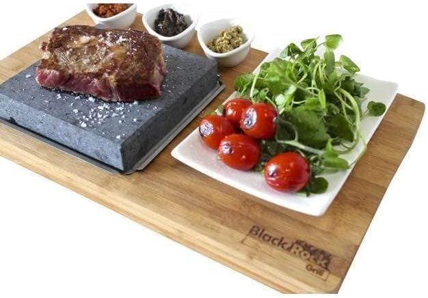 Black Rock Grill Steak On The Stone Set, Hot Rock Grill Table Top Lava Cooking Stone (One Standard Set)