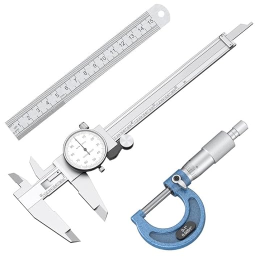 HDLNKAK Dial Caliper 0.001” / Micrometer 0.001” and Stainless Steel Ruler, Precision Caliper with Watch 0-6" Range, 0-1" Alloy Precision Micrometer Mechanical Toolkit Set