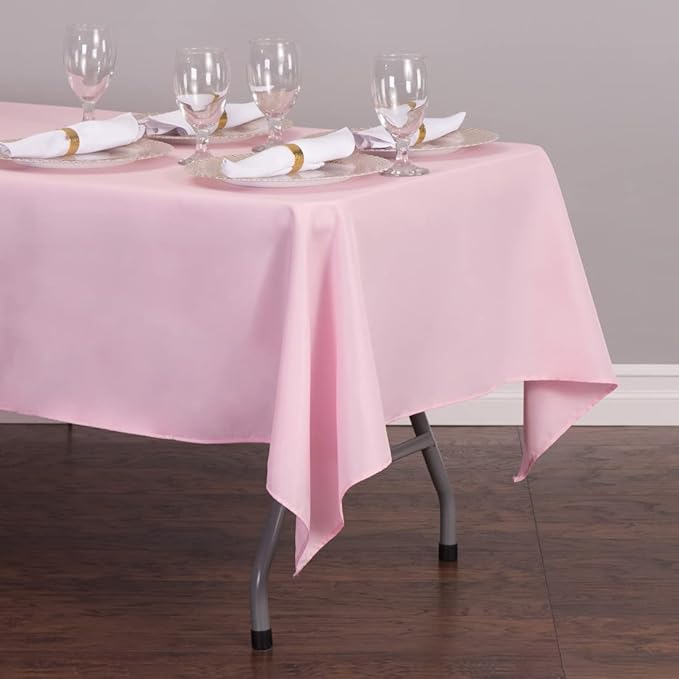 LinenTablecloth 60 x 102-Inch Rectangular Polyester Tablecloth Pink
