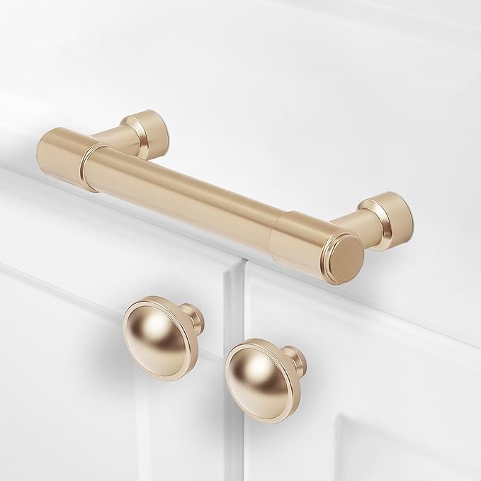 10 Pack Champagne Bronze Pulls 3-3/4 Inch(96mm) Hole Centers Kitchen Cabinet Handles Zinc Alloy Champagne Drawer Pulls