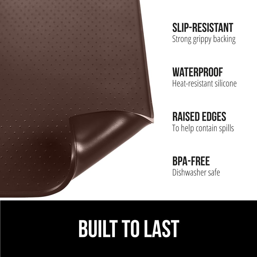 GORILLA GRIP Silicone Coffee Mat, Espresso Drink Bar Station Accessories, Waterproof Heat-Resistant Dish Drying Mats, Stay in Place on Kitchen Counter, Home Kitchen Decor Essentials, 10x14, Brown