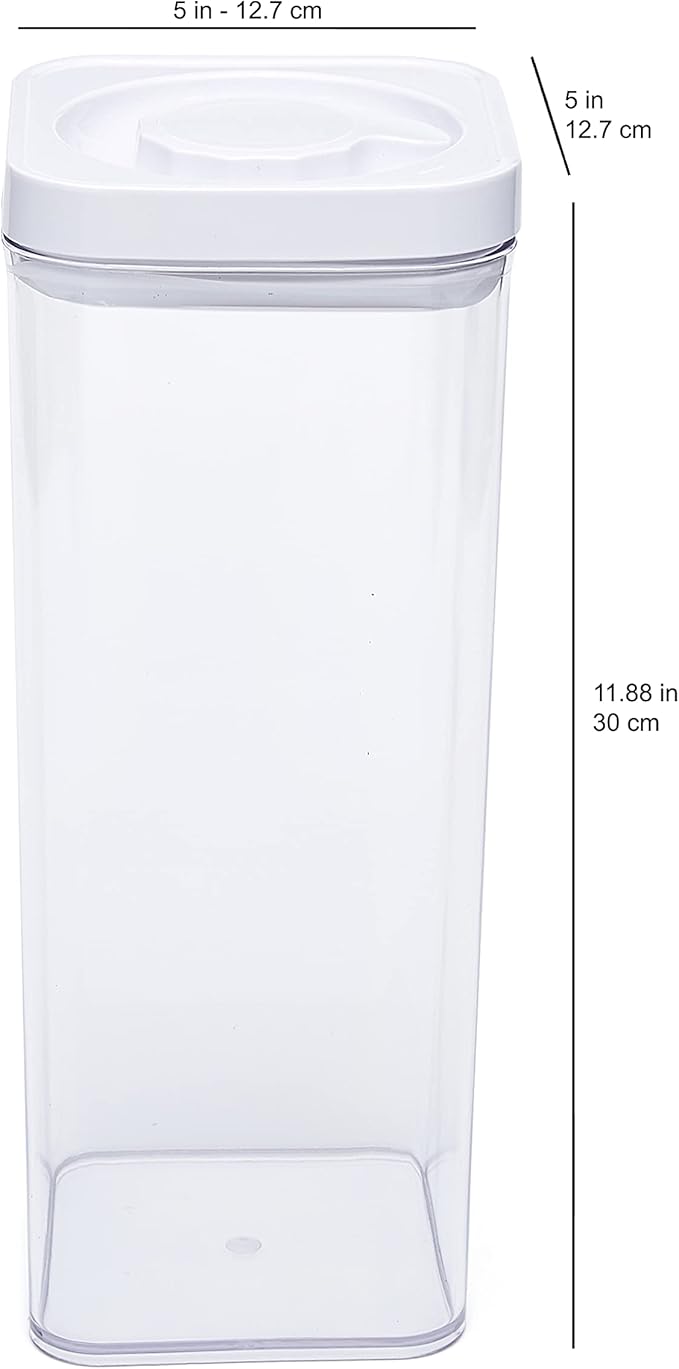 Amazon Basics Airtight Food Storage Containers, BPA Free, with Twist/Turn Lids, for Kitchen Pantry Organization, 10-Piece Square Set, Clear Plastic