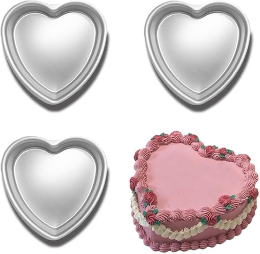 8×2 inch heart cake pans set of 3， Aluminum Cake Pan, For Birthday and Other Occasions