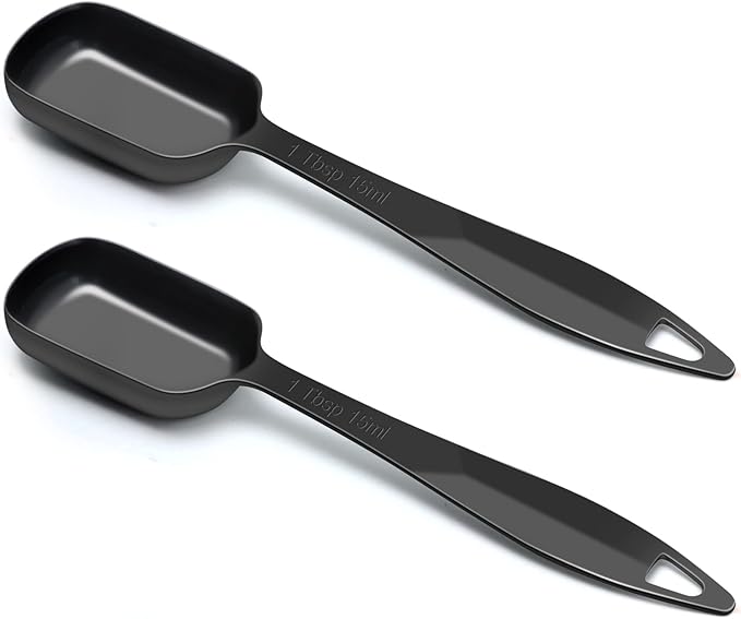 2 Pcs 1 Tablespoon(15 mL | 3 Tsp | 1 Tbsp | 15 cc | 1/2 oz) Stainless Steel Single Measuring Spoon, Long Handle Metal Measuring Spoon, Kitchen Gadgets for Cooking & Baking(Black)