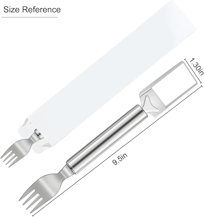 2Pcs Watermelon Cutter Slicer Tool, Stainless Steel 2-in-1 Watermelon Fork Slicer, Portable Watermelon Fork Watermelon Cutter Slicer Tool Fruit Forks Slicer for Home Party Camping Kitchen (2, Silver)