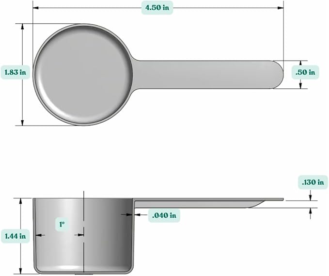 53 mL (1.8 Oz. | 3.58 Tablespoon) Long Handle Scoop for Measuring Coffee, Pet Food, Grains, Protein, Spices and Other Dry Goods (Pack of 5)