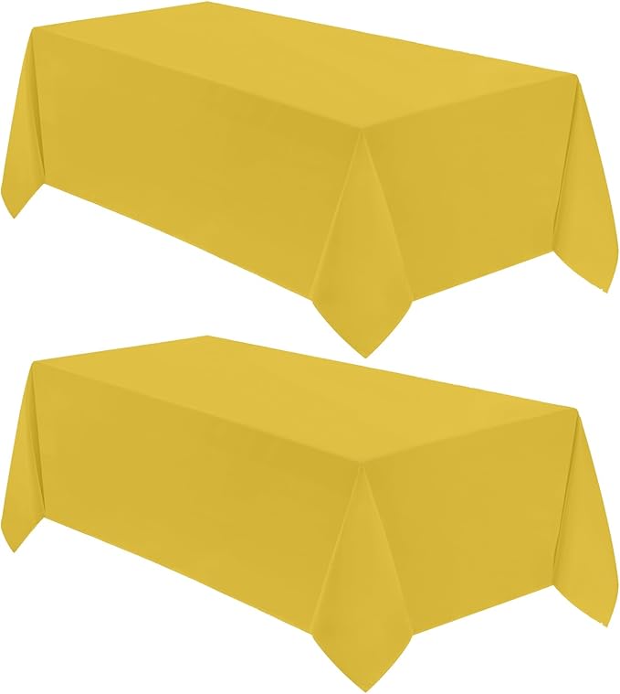 VidaFete Tablecloth 2 Pack 90 * 132inch Rectangle Table Cloth Polyester, Stain Wrinkle Resistant Polyester Dining Table Cover for Kitchen Dinning Party Wedding Rectangular Buffet Decoration(Yellow)