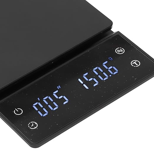 Coffee Scale with Timer, 0.1g Precision Digital Kitchen Scale with LED Touch Screen for Baking Cooking Grams Ounces Milliliters