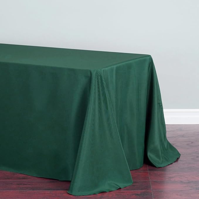 LTC LINENS Bulk 10-Pack Hunter Green Rectangular Tablecloths 90 in x 156 in with Rounded Corners - Table Covers for 8 ft Table Floor-Length Drop - Wrinkle Resistant Polyester Fabric Cloth for Party