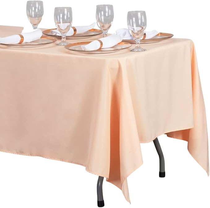 LinenTablecloth 70 X 120 in. Rectangular Polyester Tablecloth Peach