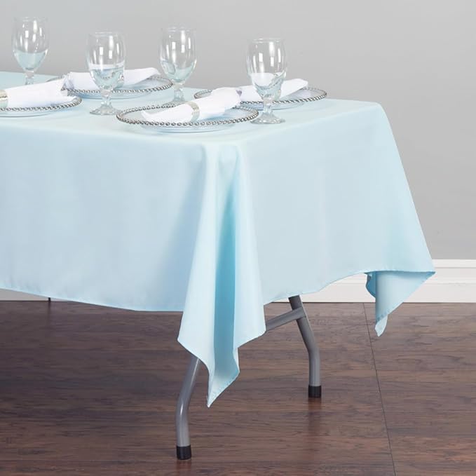 LinenTablecloth 60 x 126-Inch Rectangular Polyester Tablecloth Baby Blue