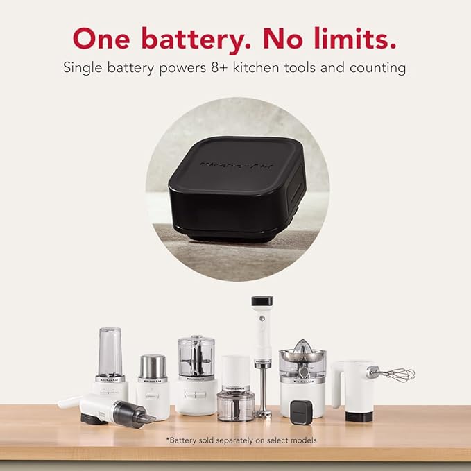 KitchenAid Go Cordless Hand Blender with Accessories - battery included, KHBRV75, Porcelain White