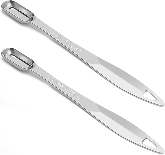 2 Pcs 1/4 Teaspoon(1.25 mL | 1/4 Tsp | 1/16 Tbsp | 1.25 cc | 1/32 oz) Stainless Steel Single Measuring Spoon, Long Handle Metal Measuring Spoon, Kitchen Gadgets for Cooking & Baking