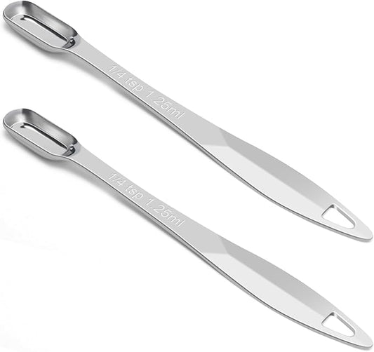 2 Pcs 1/4 Teaspoon(1.25 mL | 1/4 Tsp | 1/16 Tbsp | 1.25 cc | 1/32 oz) Stainless Steel Single Measuring Spoon, Long Handle Metal Measuring Spoon, Kitchen Gadgets for Cooking & Baking