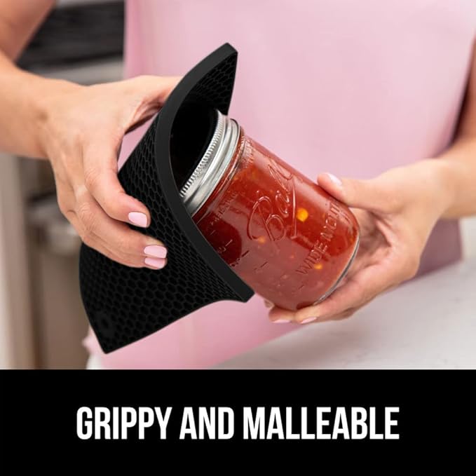 GORILLA GRIP BPA-Free Soft Silicone Oven Mitts and Pot Holders Sets of 4, Heat Resistant Waterproof Cooking Gloves, Thick Cotton Lining, Flexible Gripping for Baking Grilling, Kitchen Trivets, Black