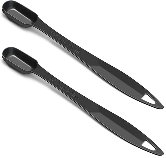 2 Pcs 1/2 Teaspoon(2.5 mL | 1/2 Tsp | 1/6 Tbsp | 2.5 cc | 1/16 oz) Stainless Steel Single Measuring Spoon, Long Handle Metal Measuring Spoon, Kitchen Gadgets for Cooking & Baking(Black)
