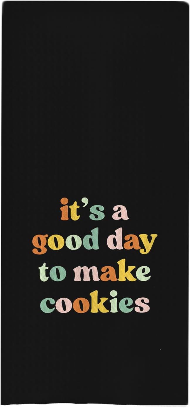 Baking & Cooking Towels, Tea Towels for Bakers & Cooks, Gifts for Cookie Lovers, 16x24 Black