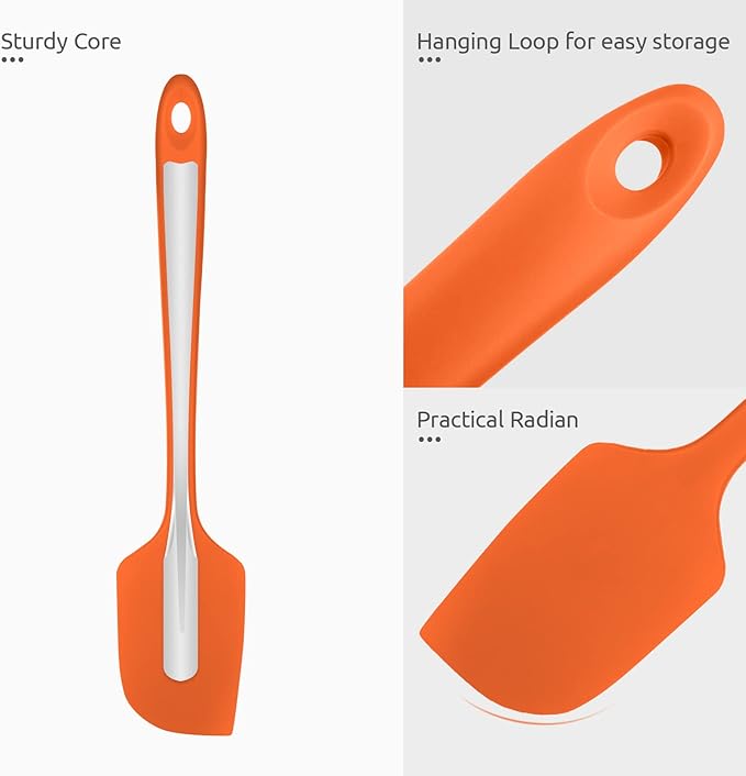 Heat Resistant Silicone Large Spatula: U-Taste 600ºF High Heat Flexible 11.38in Silicon Mixing Stirring Cooking Scraping Baking Bowl Scraper Seamless Spreader for Kitchen Nonstick Cookware (Orange)