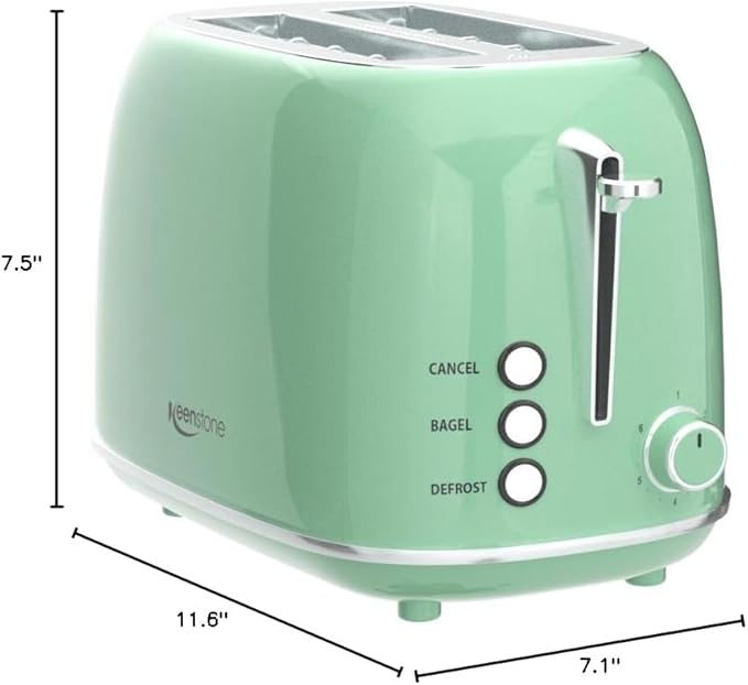 Toaster 2 Slice Stainless Steel Toaster Retro with 6 Bread Shade Settings, Bagel, Cancel, Defrost Function, 2 Slice Toaster with Extra Wide Slot, Removable Crumb Tray