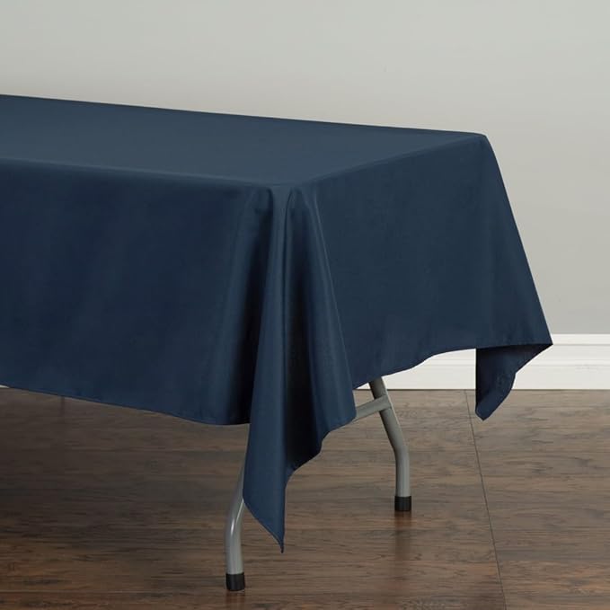LTC LINENS 2 Pack Rectangular Tablecloths Navy Blue 60 x 102 Inch for 6 ft Rectangle Banquet Tables with Half-Drop - Stain and Wrinkle Resistant Polyester Fabric Cloth Table Covers for Wedding, Party
