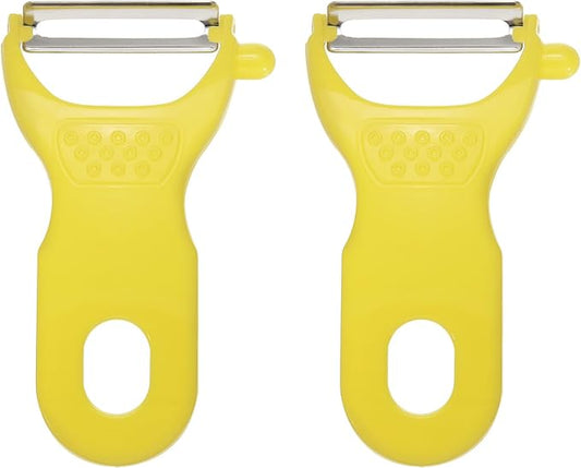 uxcell 2pcs Vegetable Peeler Set, 4.5 Inch Stainless Steel Potato Peeler for Apple Fruits Yellow